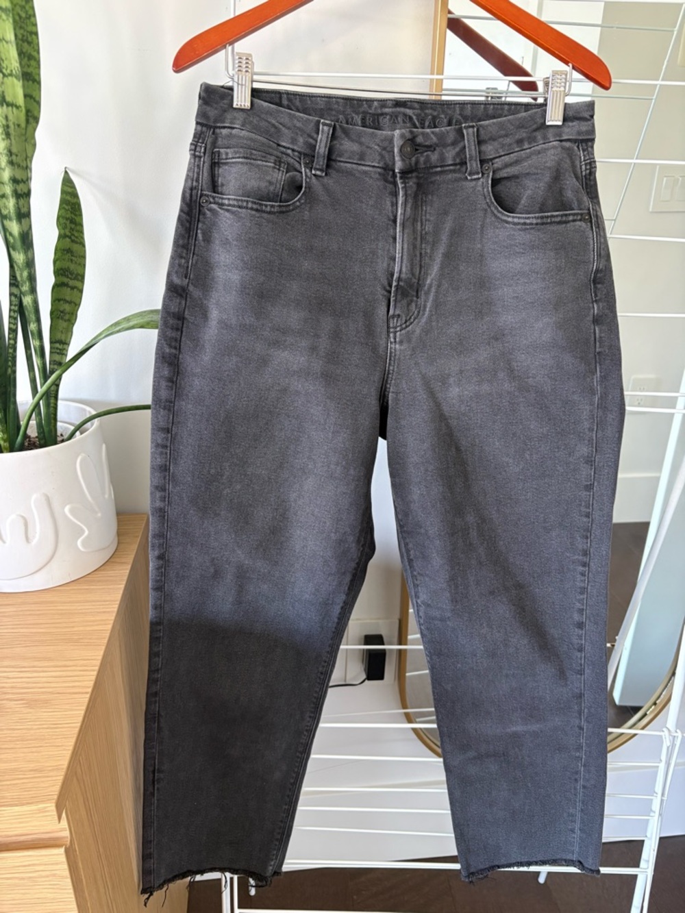 Black High-Waist Straight Leg Jeans